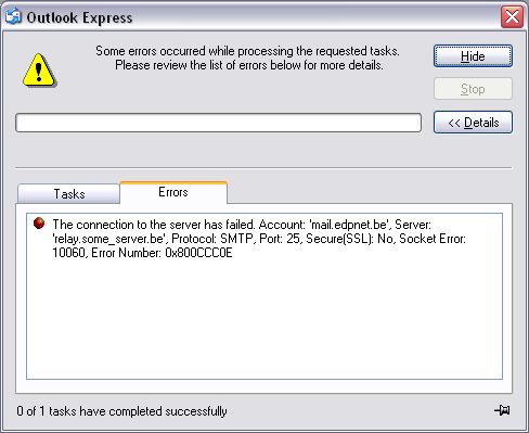Pourquoi la connexion au serveur a échouée (configuration Outlook Express)